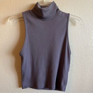 Zara Sleeveless Ribbed Purple Turtleneck Crop Top Women’s Size Large
